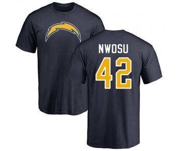 NFL Nike Los Angeles Chargers #42 Uchenna Nwosu Navy Blue Name & Number Logo T-Shirt