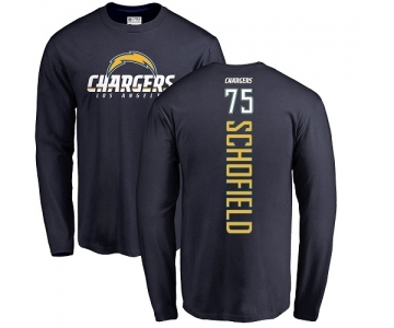 NFL Nike Los Angeles Chargers #75 Michael Schofield Navy Blue Backer Long Sleeve T-Shirt