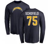 NFL Nike Los Angeles Chargers #75 Michael Schofield Navy Blue Name & Number Logo Long Sleeve T-Shirt