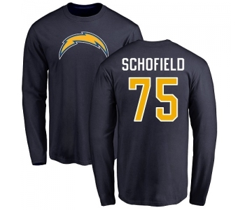 NFL Nike Los Angeles Chargers #75 Michael Schofield Navy Blue Name & Number Logo Long Sleeve T-Shirt