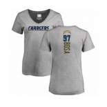 Football Women's Los Angeles Chargers #97 Joey Bosa Ash Backer T-Shirt