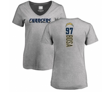 Football Women's Los Angeles Chargers #97 Joey Bosa Ash Backer T-Shirt