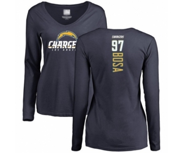 Football Women's Los Angeles Chargers #97 Joey Bosa Navy Blue Backer Long Sleeve T-Shirt