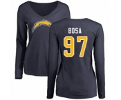 Football Women's Los Angeles Chargers #97 Joey Bosa Navy Blue Name & Number Logo Long Sleeve T-Shirt