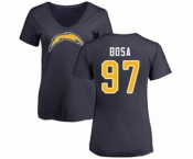 Football Women's Los Angeles Chargers #97 Joey Bosa Navy Blue Name & Number Logo T-Shirt