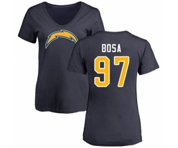 Football Women's Los Angeles Chargers #97 Joey Bosa Navy Blue Name & Number Logo T-Shirt