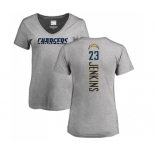 NFL Women's Nike Los Angeles Chargers #23 Rayshawn Jenkins Ash Backer T-Shirt