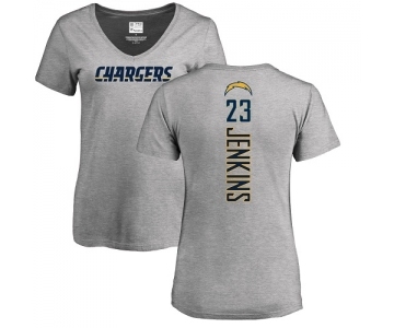 NFL Women's Nike Los Angeles Chargers #23 Rayshawn Jenkins Ash Backer T-Shirt