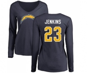 NFL Women's Nike Los Angeles Chargers #23 Rayshawn Jenkins Navy Blue Name & Number Logo Long Sleeve T-Shirt