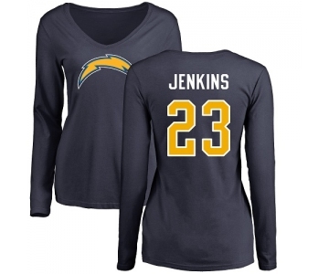 NFL Women's Nike Los Angeles Chargers #23 Rayshawn Jenkins Navy Blue Name & Number Logo Long Sleeve T-Shirt