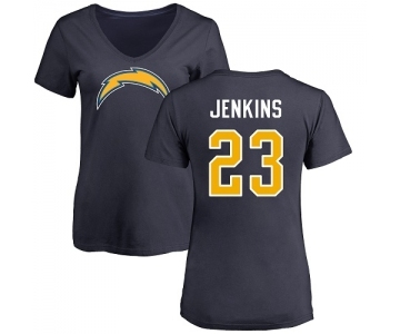 NFL Women's Nike Los Angeles Chargers #23 Rayshawn Jenkins Navy Blue Name & Number Logo T-Shirt