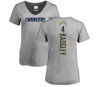 NFL Women's Nike Los Angeles Chargers #4 Michael Badgley Ash Backer T-Shirt