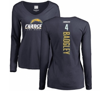 NFL Women's Nike Los Angeles Chargers #4 Michael Badgley Navy Blue Backer Long Sleeve T-Shirt