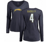 NFL Women's Nike Los Angeles Chargers #4 Michael Badgley Navy Blue Name & Number Logo Long Sleeve T-Shirt