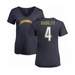 NFL Women's Nike Los Angeles Chargers #4 Michael Badgley Navy Blue Name & Number Logo T-Shirt