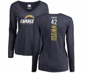 NFL Women's Nike Los Angeles Chargers #42 Uchenna Nwosu Navy Blue Backer Long Sleeve T-Shirt