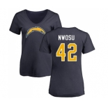 NFL Women's Nike Los Angeles Chargers #42 Uchenna Nwosu Navy Blue Name & Number Logo T-Shirt