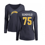 NFL Women's Nike Los Angeles Chargers #75 Michael Schofield Navy Blue Name & Number Logo Long Sleeve T-Shirt