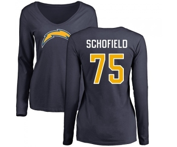 NFL Women's Nike Los Angeles Chargers #75 Michael Schofield Navy Blue Name & Number Logo Long Sleeve T-Shirt