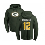 Football Green Bay Packers #12 Aaron Rodgers Green Name & Number Logo Pullover Hoodie