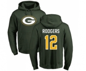 Football Green Bay Packers #12 Aaron Rodgers Green Name & Number Logo Pullover Hoodie