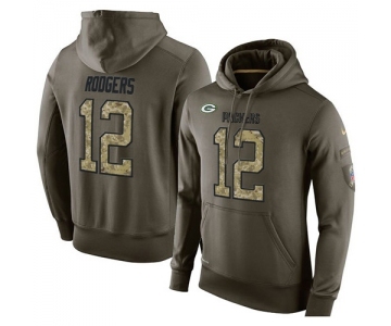 Football Green Bay Packers #12 Aaron Rodgers Green Salute To Service Men's Pullover Hoodie