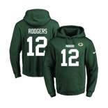 Football Men's Green Bay Packers #12 Aaron Rodgers Green Name & Number Pullover Hoodie