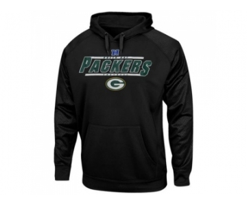 Green Bay Packers Majestic Black Synthetic Hoodie Sweatshirt