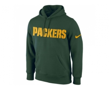 Green Bay Packers Nike Green KO Wordmark Performance Hoodie