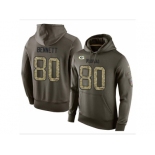 Men Green Bay Packers #80 Martellus Bennett Stitched Green Olive Salute To Service KO Performance Hoodie