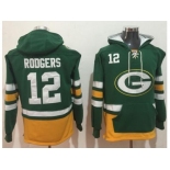 Nike Green Bay Packers #12 Aaron Rodgers Green Gold Name & Number Pullover NFL Hoodie