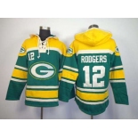 nike nfl jerseys green bay packers #12 aaron rodgers green-yellow[pullover hooded sweatshirt]