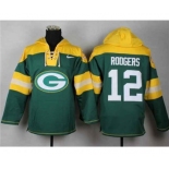 nike nfl jerseys green bay packers #12 aaron rodgers yellow-green[pullover hooded sweatshirt]