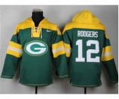 nike nfl jerseys green bay packers #12 aaron rodgers yellow-green[pullover hooded sweatshirt]