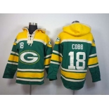 nike nfl jerseys green bay packers #18 cobb yellow-green[pullover hooded sweatshirt]