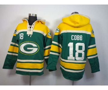 nike nfl jerseys green bay packers #18 cobb yellow-green[pullover hooded sweatshirt]