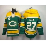 nike nfl jerseys green bay packers #27 lacy green-yellow[pullover hooded sweatshirt]