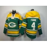 nike nfl jerseys green bay packers #4 favre yellow-green[pullover hooded sweatshirt]