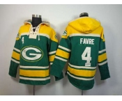 nike nfl jerseys green bay packers #4 favre yellow-green[pullover hooded sweatshirt]