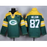 nike nfl jerseys green bay packers #87 jordy nelson yellow-green-1[pullover hooded sweatshirt