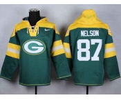 nike nfl jerseys green bay packers #87 jordy nelson yellow-green-1[pullover hooded sweatshirt