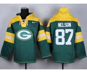 nike nfl jerseys green bay packers #87 jordy nelson yellow-green-1[pullover hooded sweatshirt