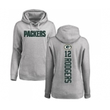 Football Women's Green Bay Packers #12 Aaron Rodgers Ash Backer Hoodie