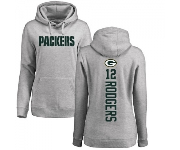 Football Women's Green Bay Packers #12 Aaron Rodgers Ash Backer Hoodie