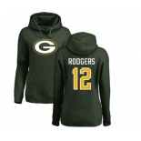 Football Women's Green Bay Packers #12 Aaron Rodgers Green Name & Number Logo Pullover Hoodie