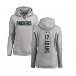 Football Women's Green Bay Packers #17 Davante Adams Ash Backer Hoodie