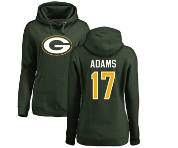 Football Women's Green Bay Packers #17 Davante Adams Green Name & Number Logo Pullover Hoodie