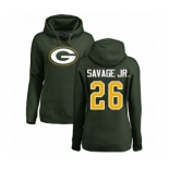 Football Women's Green Bay Packers #26 Darnell Savage Jr. Green Name & Number Logo Pullover Hoodie