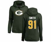 Football Women's Green Bay Packers #91 Preston Smith Green Name & Number Logo Pullover Hoodie