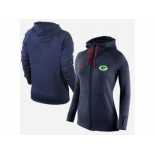 Women Nike Green Bay Packers Full-Zip Performance Hoodie Dark Blue